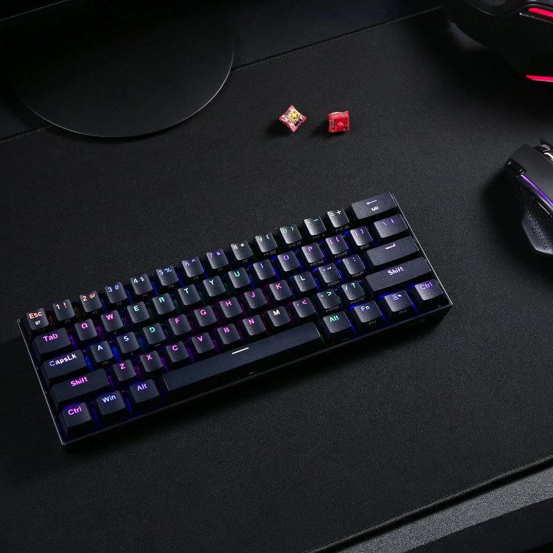 REDRAGON DRACONIC PRO Mechanical 61 Key|Bluetooth 5.0|RGB 9 Colour Modes|Rechargable Battery|Type-C Charging Cable Gaming Keyboard - Black - Image 5
