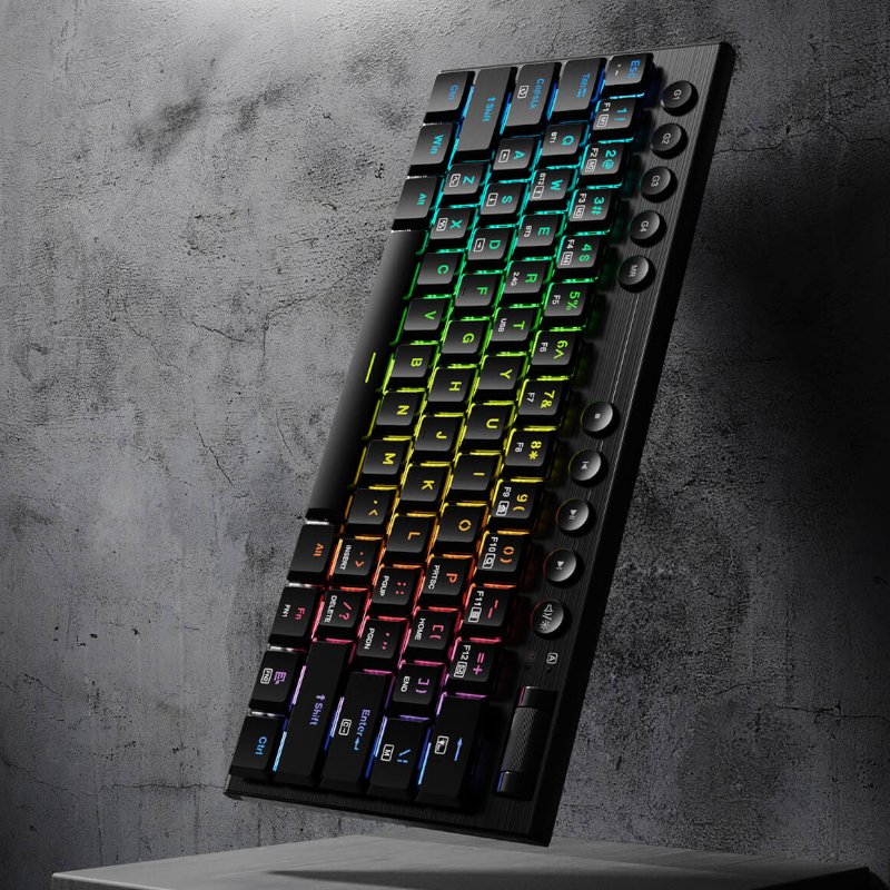 REDRAGON Horus Mini Pro 61Key Wireless Bluetooth Red Switch RGB Low Profile Gaming Mechanical Keyboard - Black - Image 6